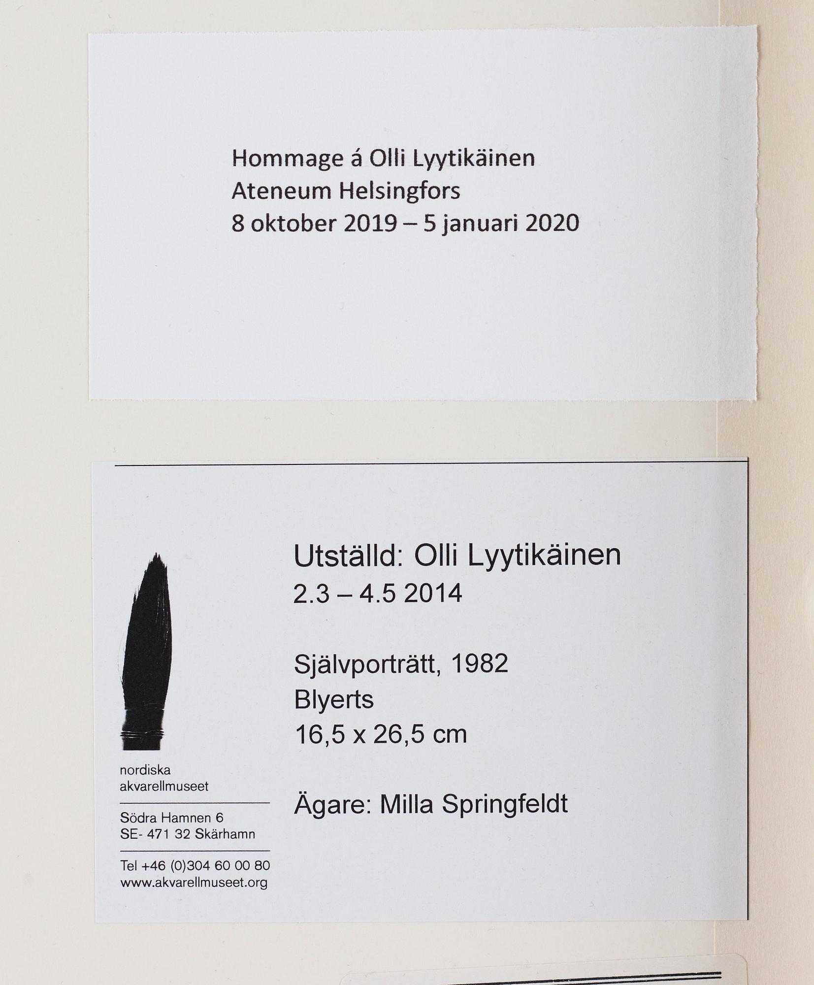 Olli Lyytikäinen, ”Självporträtt. 13.1.1982”.