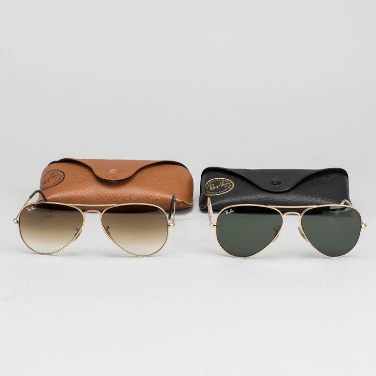 RAY BAN,"Aviator", solglasögon, två par.
