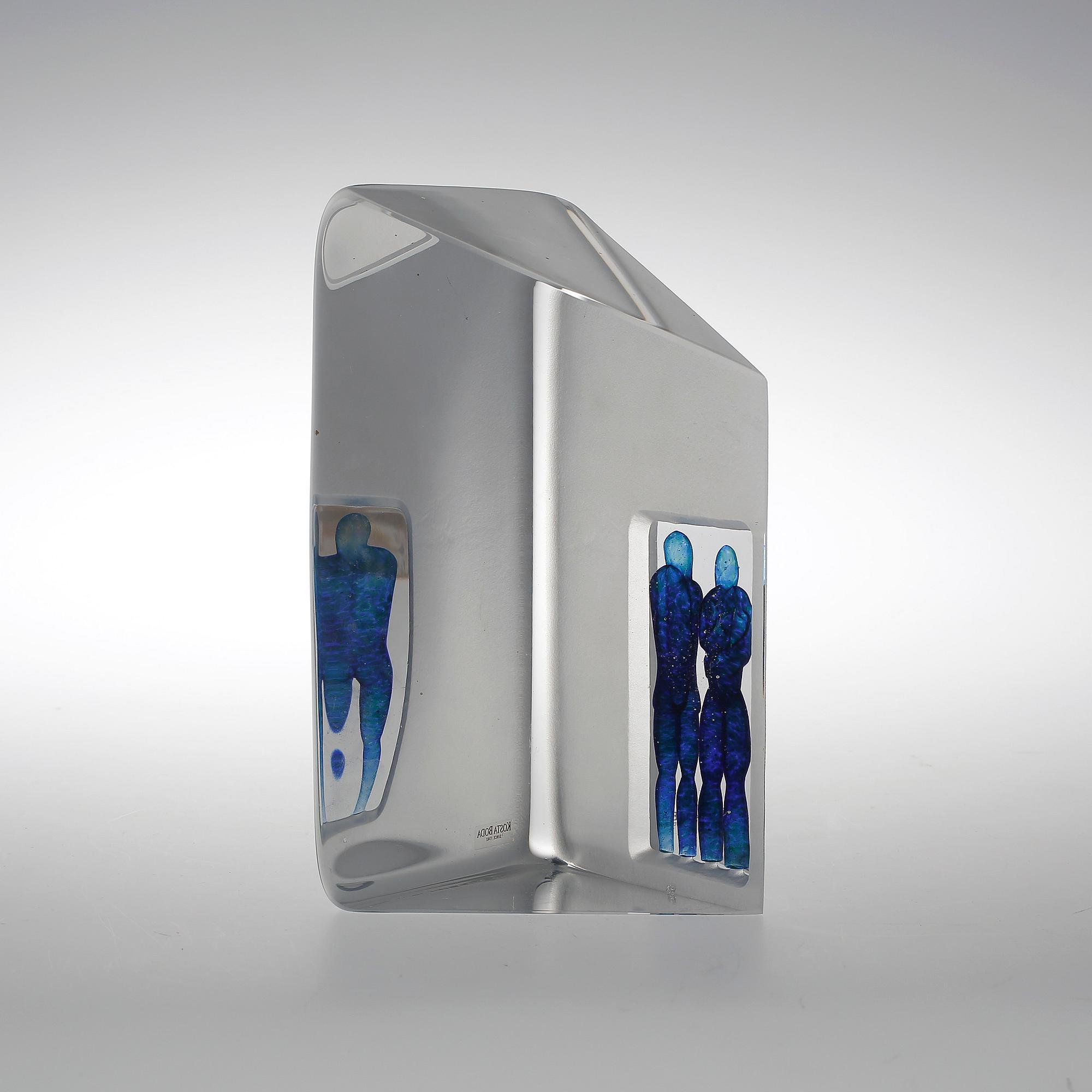 SKULPTUR GLAS, Bertil Vallien, Kosta boda, signerad.