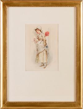 OKÄND KONSTNÄR, akvarell, otydligt signerad, sekelskiftet 1900.