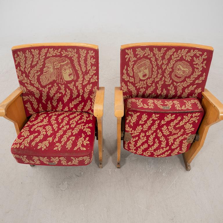 Theater chairs, a pair of Malmö Opera (formerly Malmö Stadsteater). 1940s.