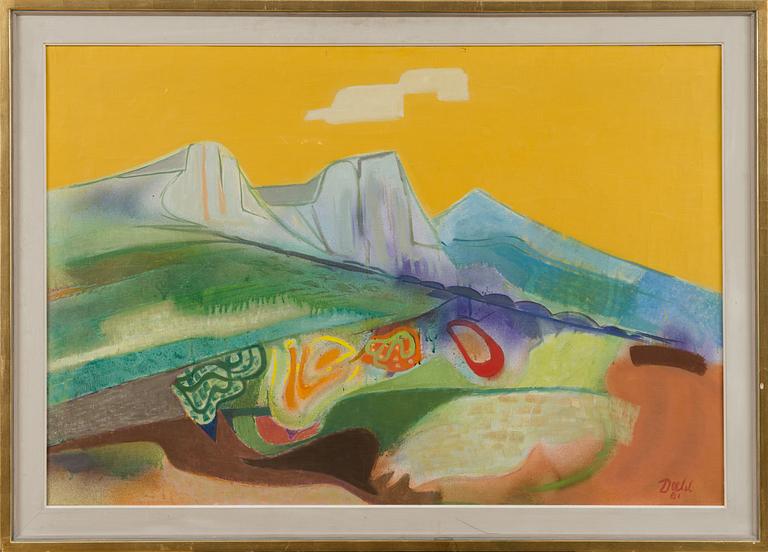 GÖSTA DIEHL, LANDSCAPE WITH YELLOW SKY.