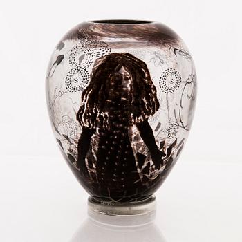 ELLA VARVIO, a glass vase/ sculpture, signed Ella Varvio 2018.