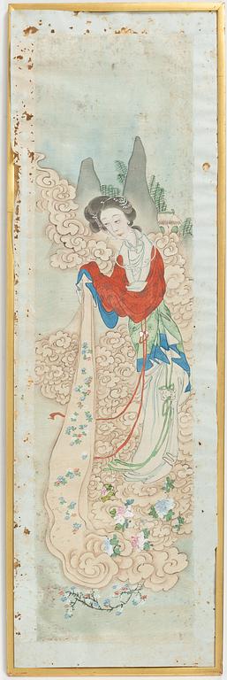 Two Chinese paintings by anonymous artist, late Qing dynasty.