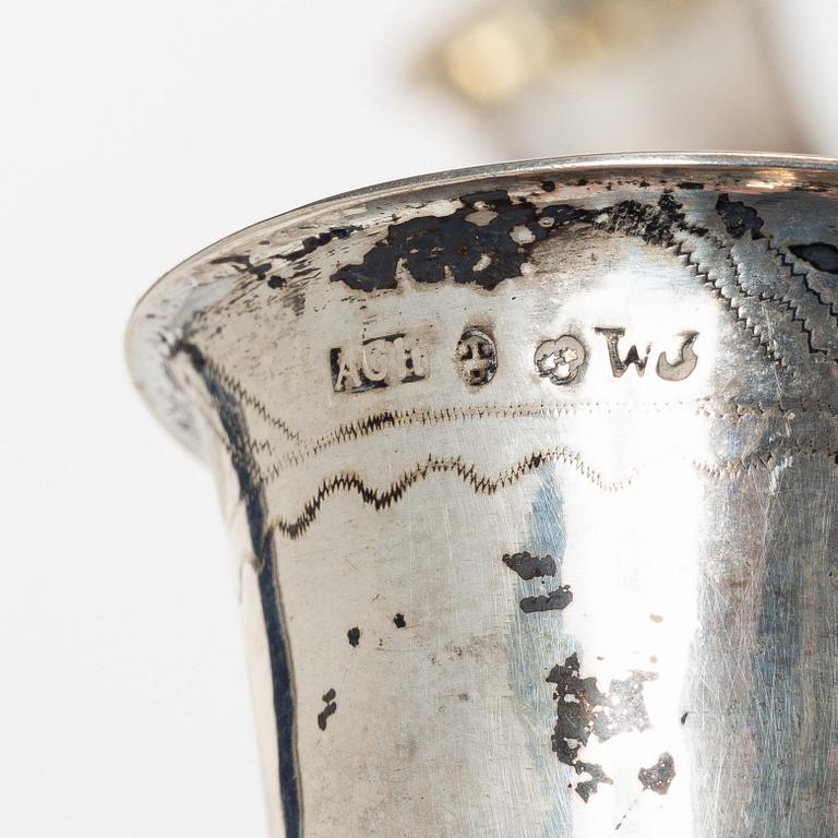 Three Swedish silver cups, 19th century.