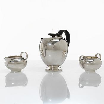 Kaffeservis, tre delar, sterling silver, design Harry Sørby, firma David Andersen, Norge.