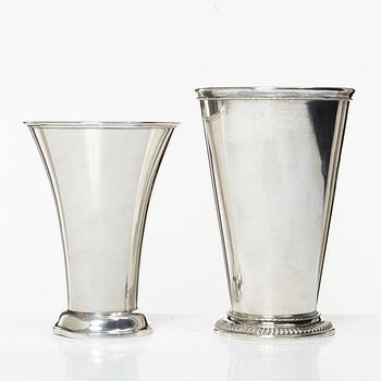 Bägare, 2 st, silver, bl.a. I. Sundström, Stockholm 1917.