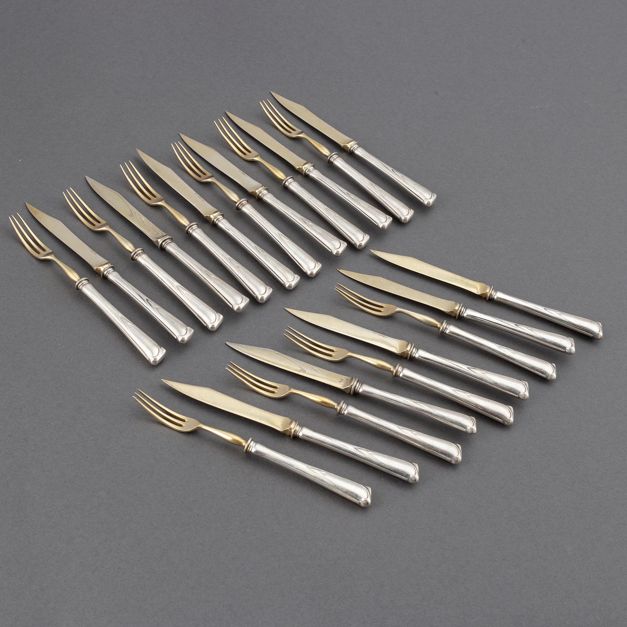 10+11 silver cutlery, Cg Hallberg Stockholm 1907, JM Johansson Göteborg 1936.