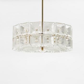 Carl Fagerlund, a glass and brass ceiling light, Orrefors.