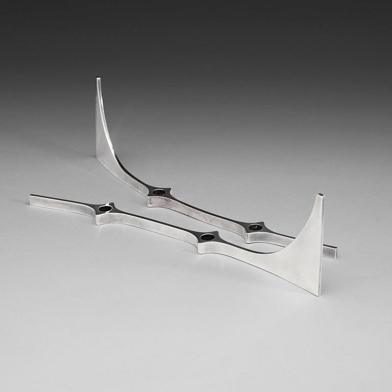 A pair of Carl Silversmed (Nyströmer) silver candelabra, Stockholm 1962.