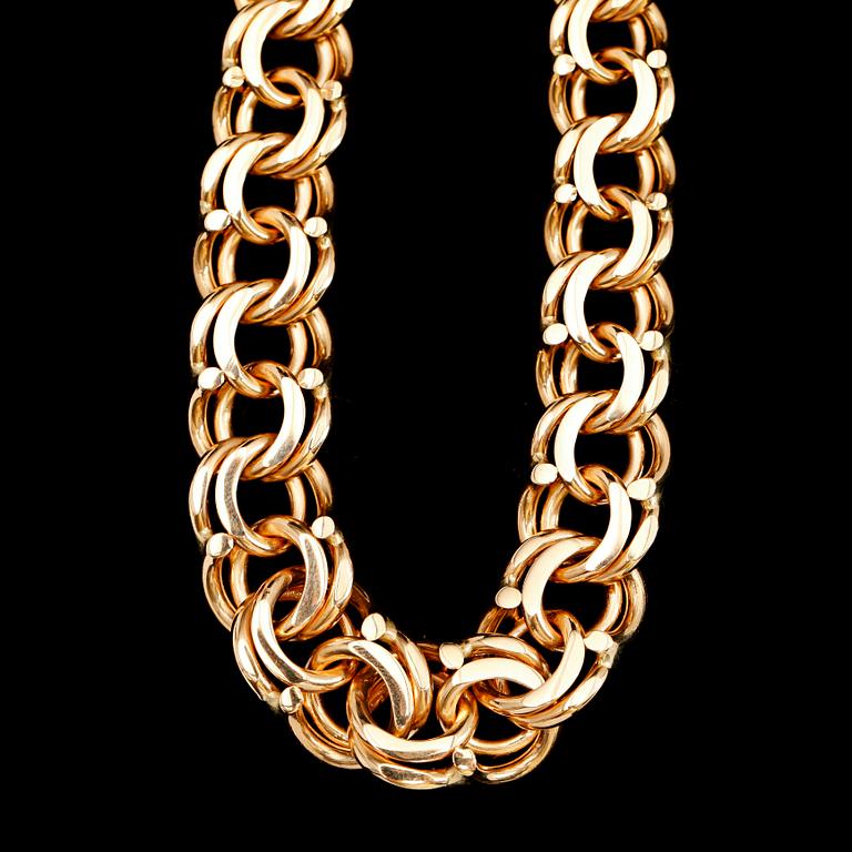 COLLIER, 18 k guld, Bismarck. Vikt 133 g.