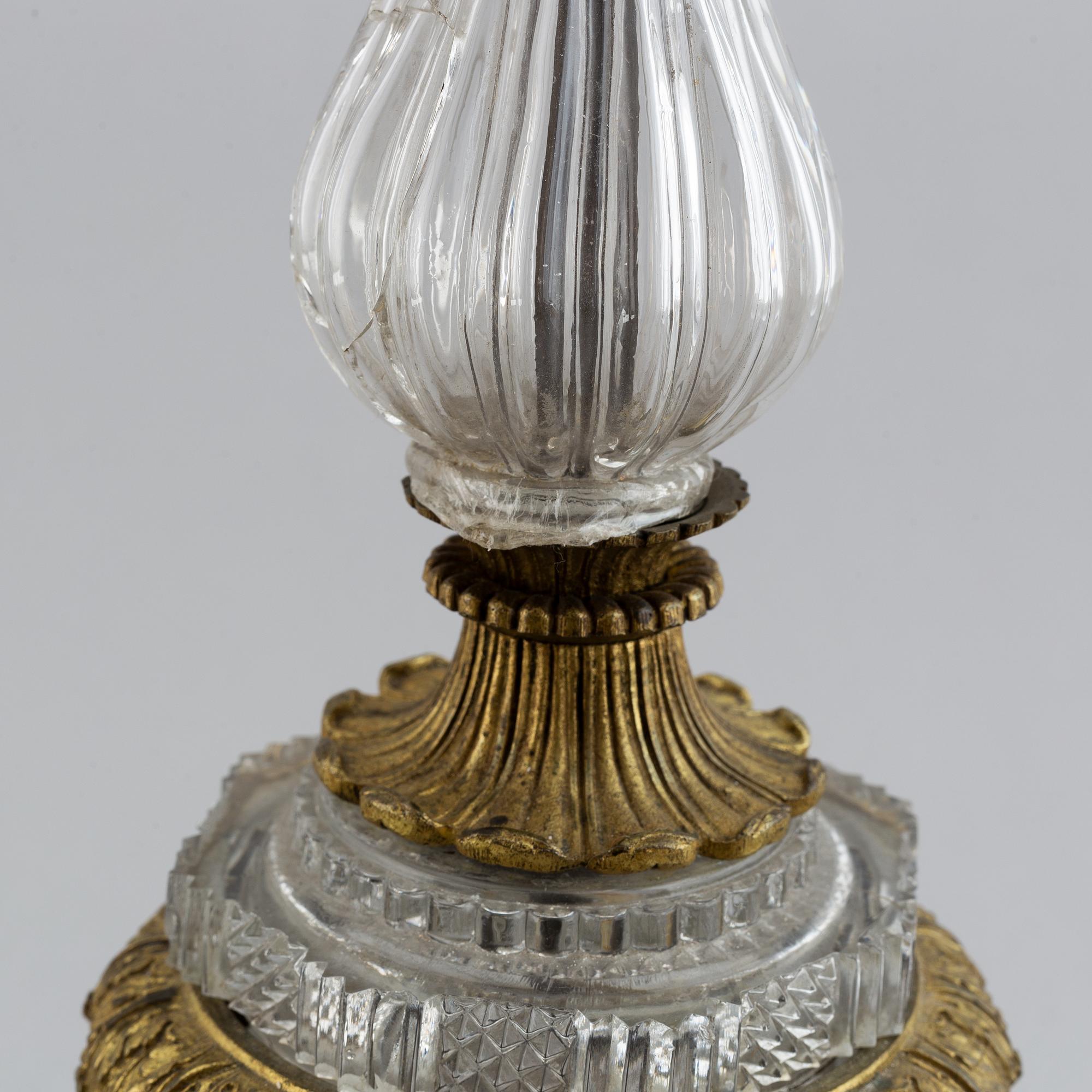 A pair of glass table lamps, probably Russian, second half of the 19th century.