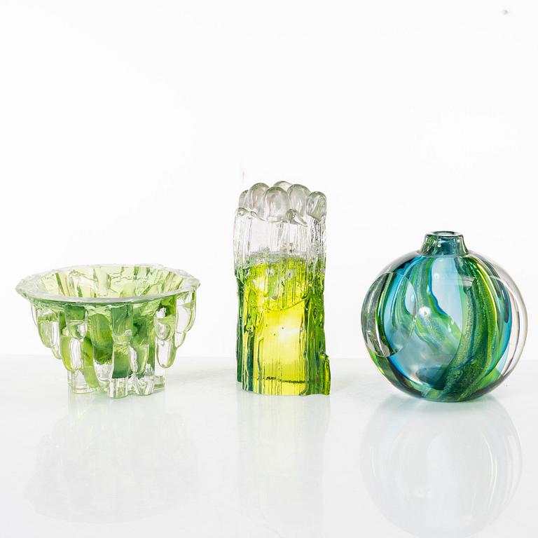 Göran Wärff, konstglas, tre delar, Kosa Boda, 1970-tal.