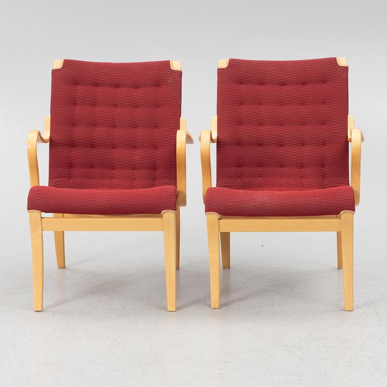 Bruno Mathsson, a pair of "Eva" armchairs, Bruno Mathsson International, second half of the 20th century.