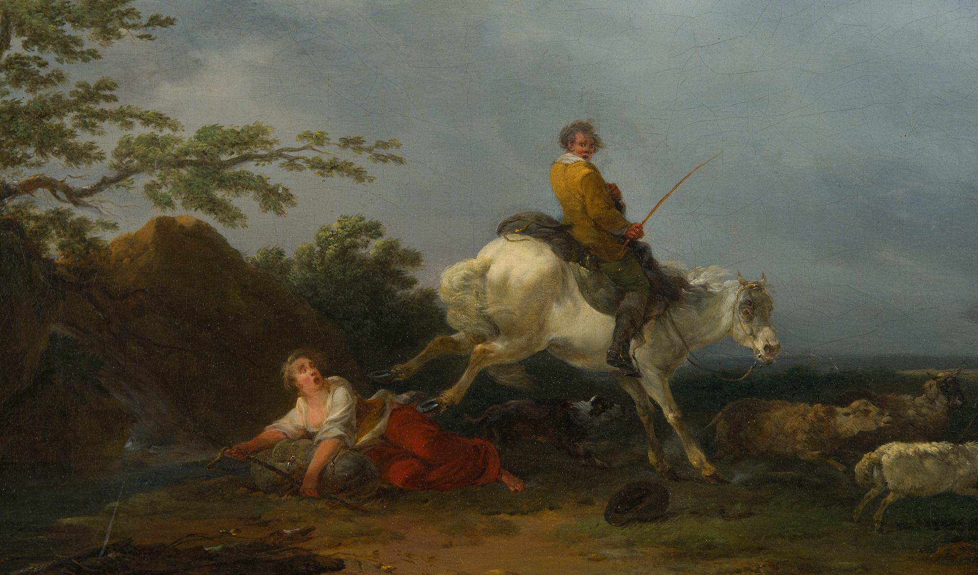 Francesco Giuseppe Casanova, Attributed to, Rider  with Staffage in Landscape.