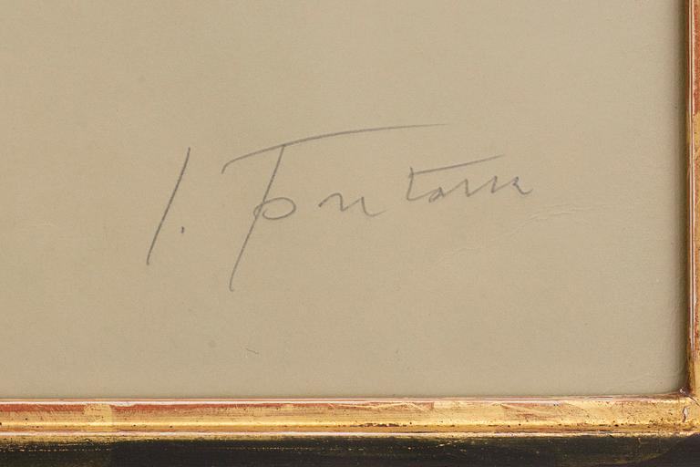 Lucio Fontana, a signed and numbered etching with relievo and perforation.
