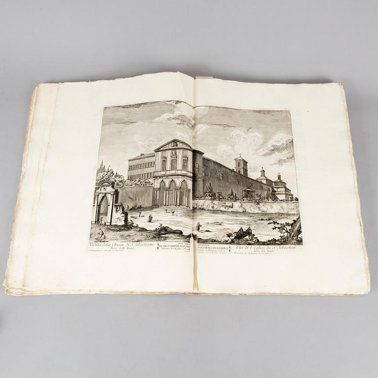 44 magnifika dubbelsidiga planscher från Rom, 1763.