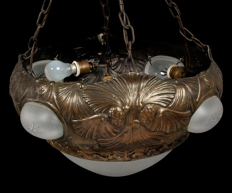 TAKLAMPA, jugend, tidigt 1900-tal. Diameter 42 cm.