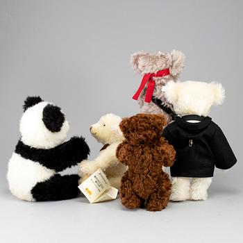STEIFF, five teddy bears, "Giengen an der Brenz", Toots Thielemans Bear", "Victor the adventurer Teddy bear" etc.