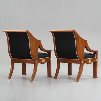A pair of Swedish Empire armchairs, Stockholm, first half of the 19th century.