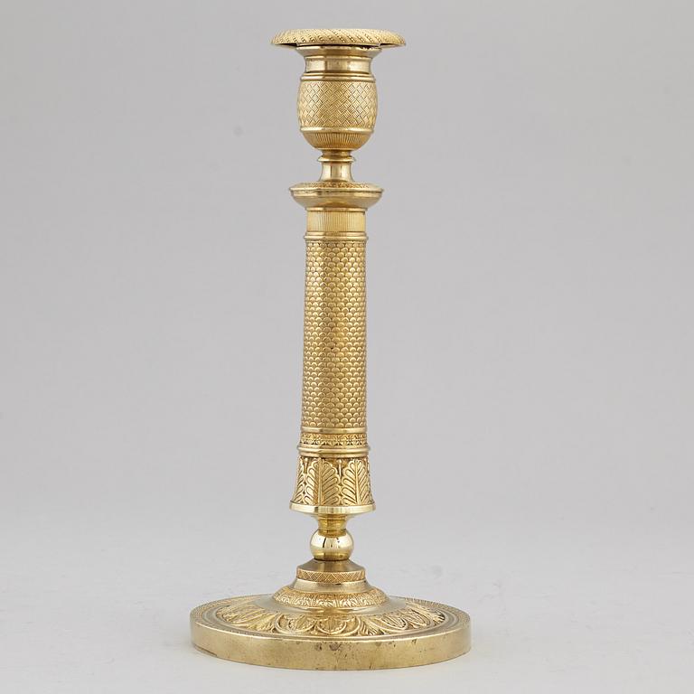 LJUSSTAKE, förgylld brons, empire, Frankrike, 1800-talets början.