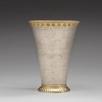 A Swedish 18th century parcel-gilt beaker, marks of Anders Lundman, Stockholm 1749.