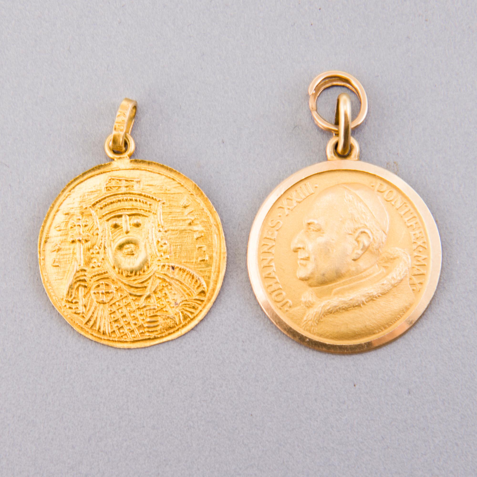 Two mid 20th Century Italian 18K gold pendants.