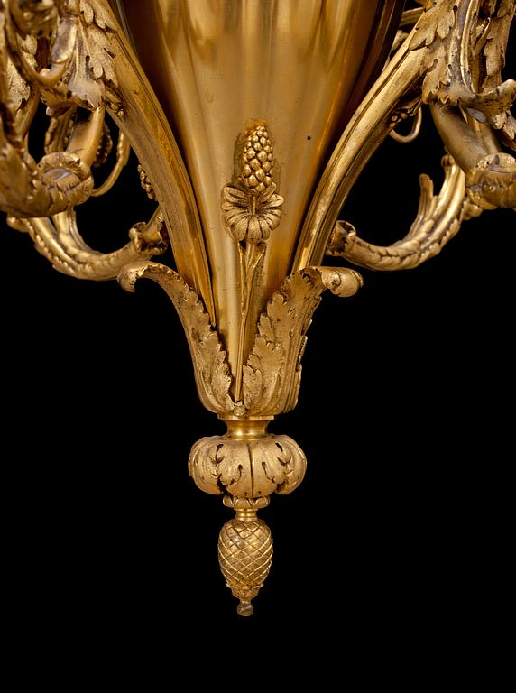 A Louis XVI-style 19th century gilt bronze hanging lamp.