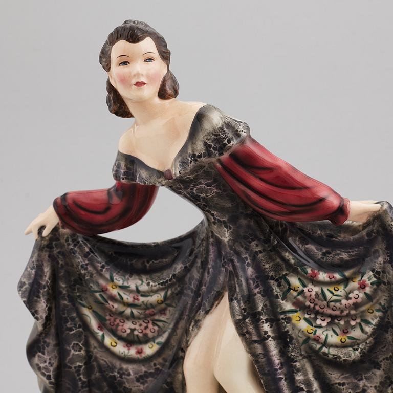 STEFAN DAKON, figurin, flintgods, Goldscheider, Österrike, 1900-talets mitt.