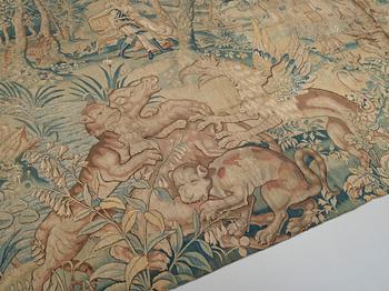 VÄVD TAPET, gobelängteknik. Flandern 1500-tal. 177 x 330 cm.