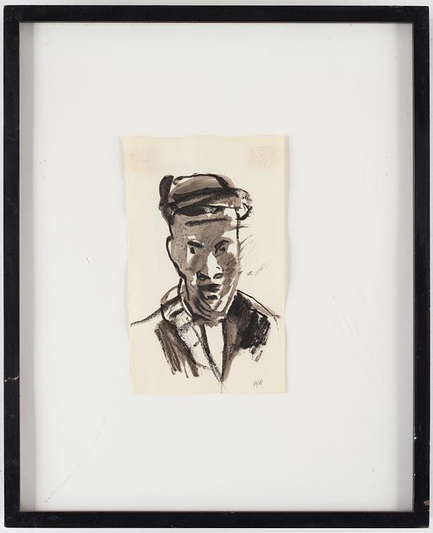 ARVID PETTERSEN, mixed media on paper, signed AJP.