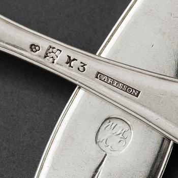 6 Swedish  silver spoons dated 1828.