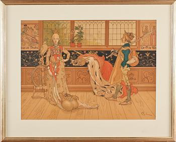 Carl Larsson · CARL LARSSON, färglitografi, signerad i tryck, utförd 1896.