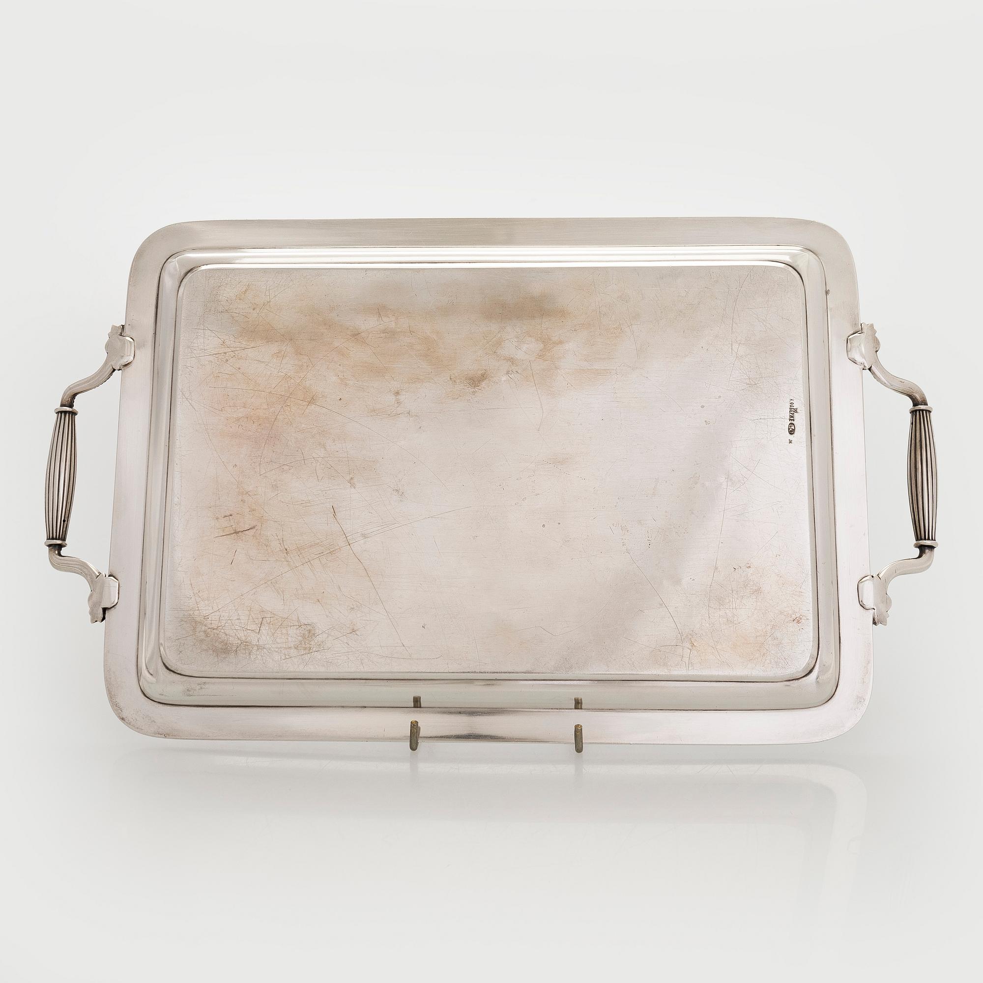 K. Fabergé, a silver tray, Saint Petersburg 1898-1903.