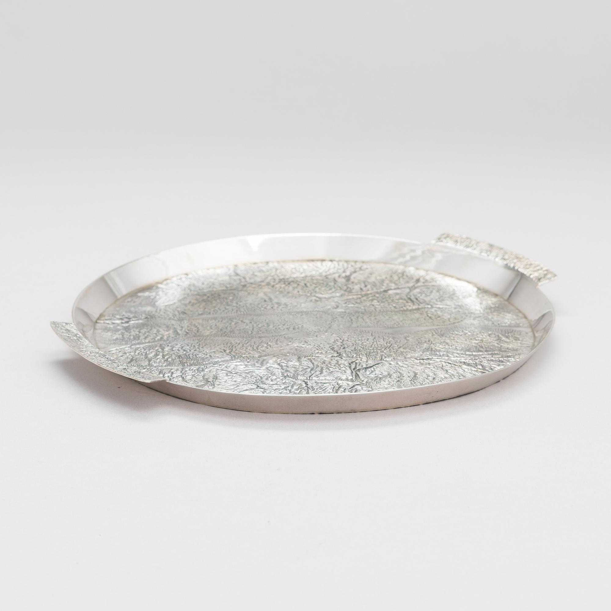 Pekka Turtiainen, a silver tray, samorodok technique, A. Sirtamo, Helsinki 1974.