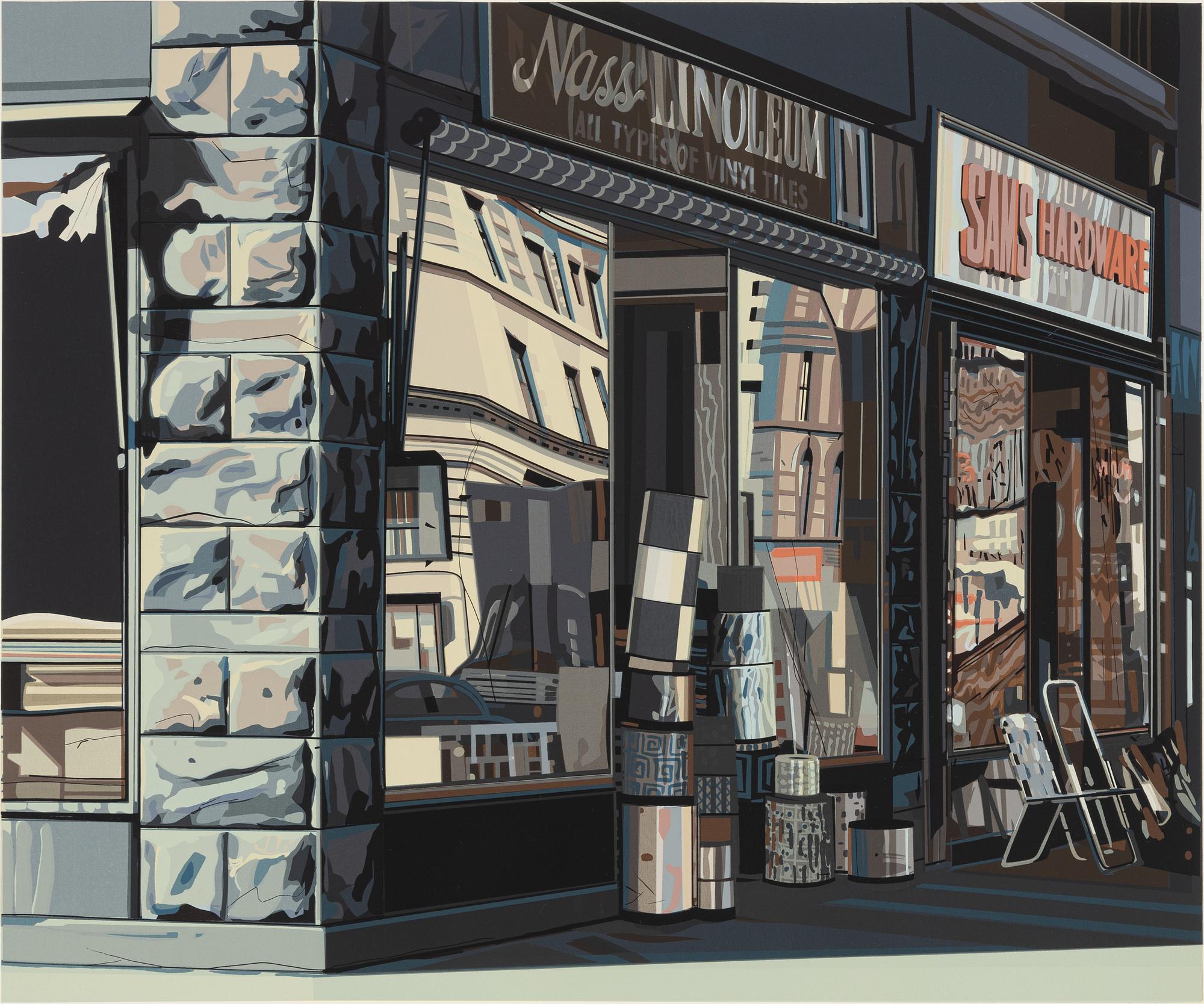 Richard Estes, "Nass Linoleum," from the portfolio "Urban Lanscapes",