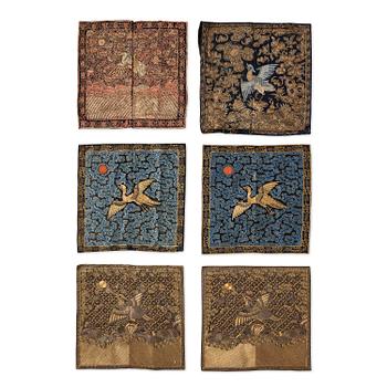 994. A group of six 'Buzi', Qing dynasty, 19th century.