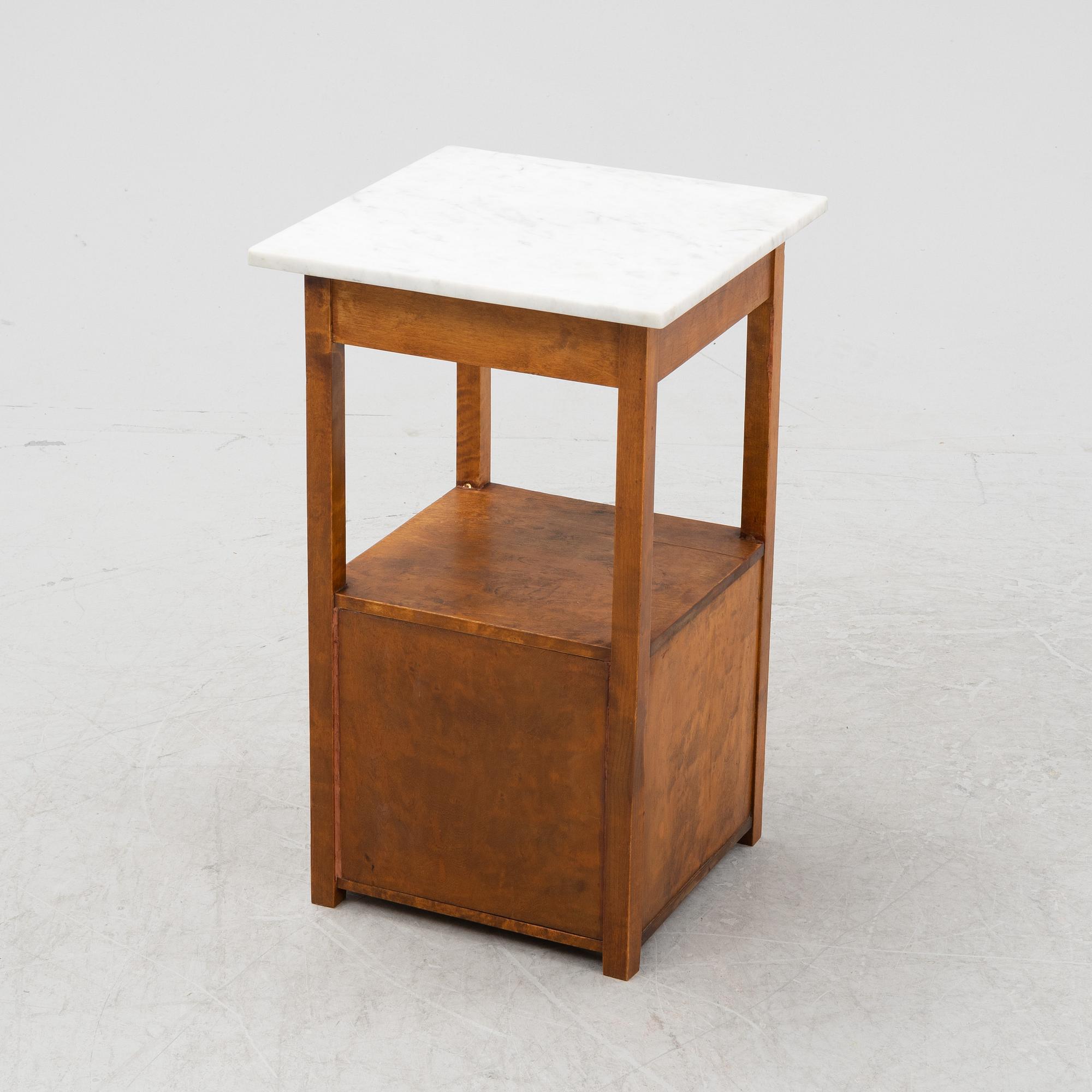 A marble top bedside table, 1940's/20's.