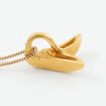 Pendant with chain, 18K gold set with brilliant-cut diamonds.