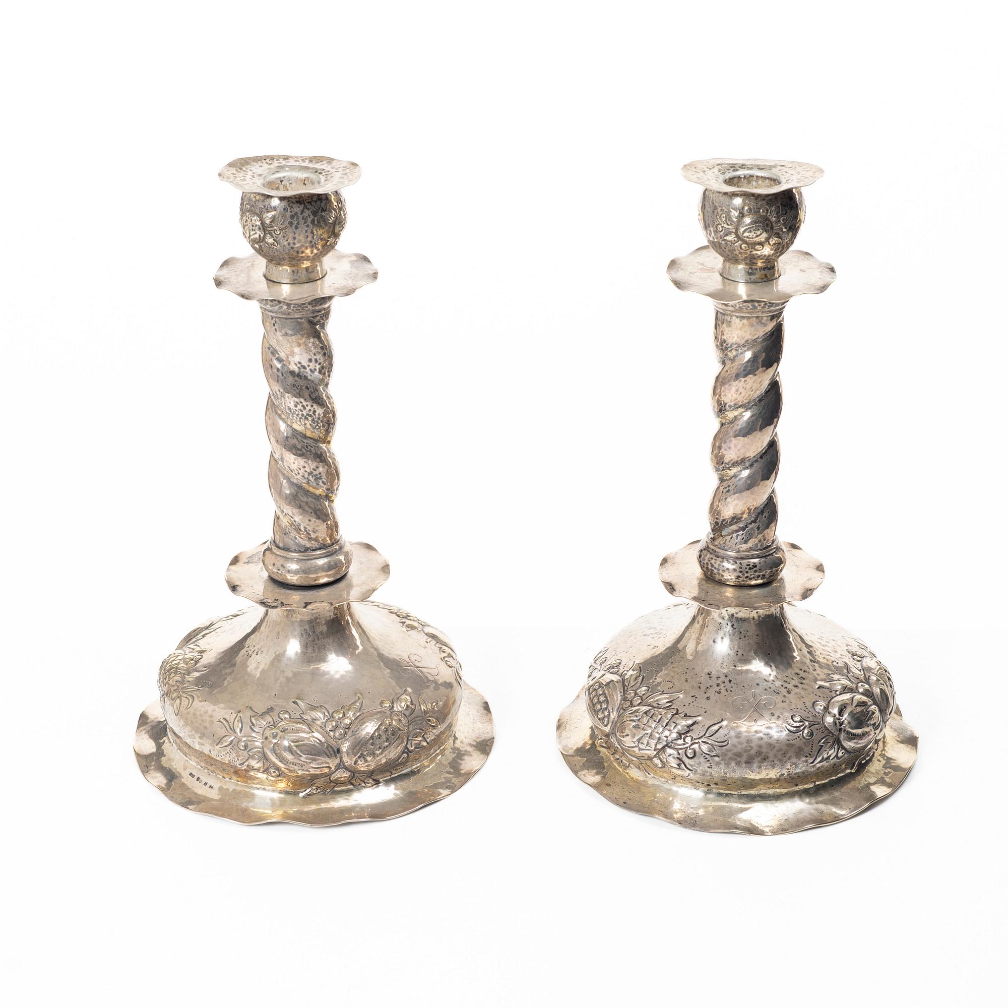 C.G. Hallberg, Candlesticks, a pair, Baroque style, silver, Stockholm 1932.