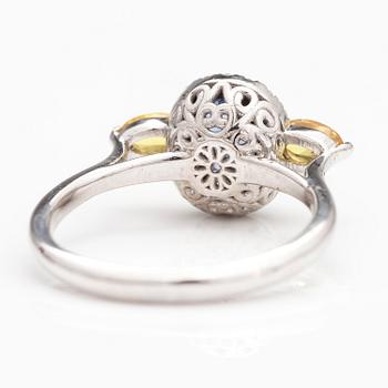 SORMUS, 14K valkokultaa, briljantteja n. 0.07 ct yht ja safiireja.