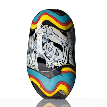 Peter Hermansson, "The Bad Hug", a unique glass vase in graal technique, BODABULLET, 2015.