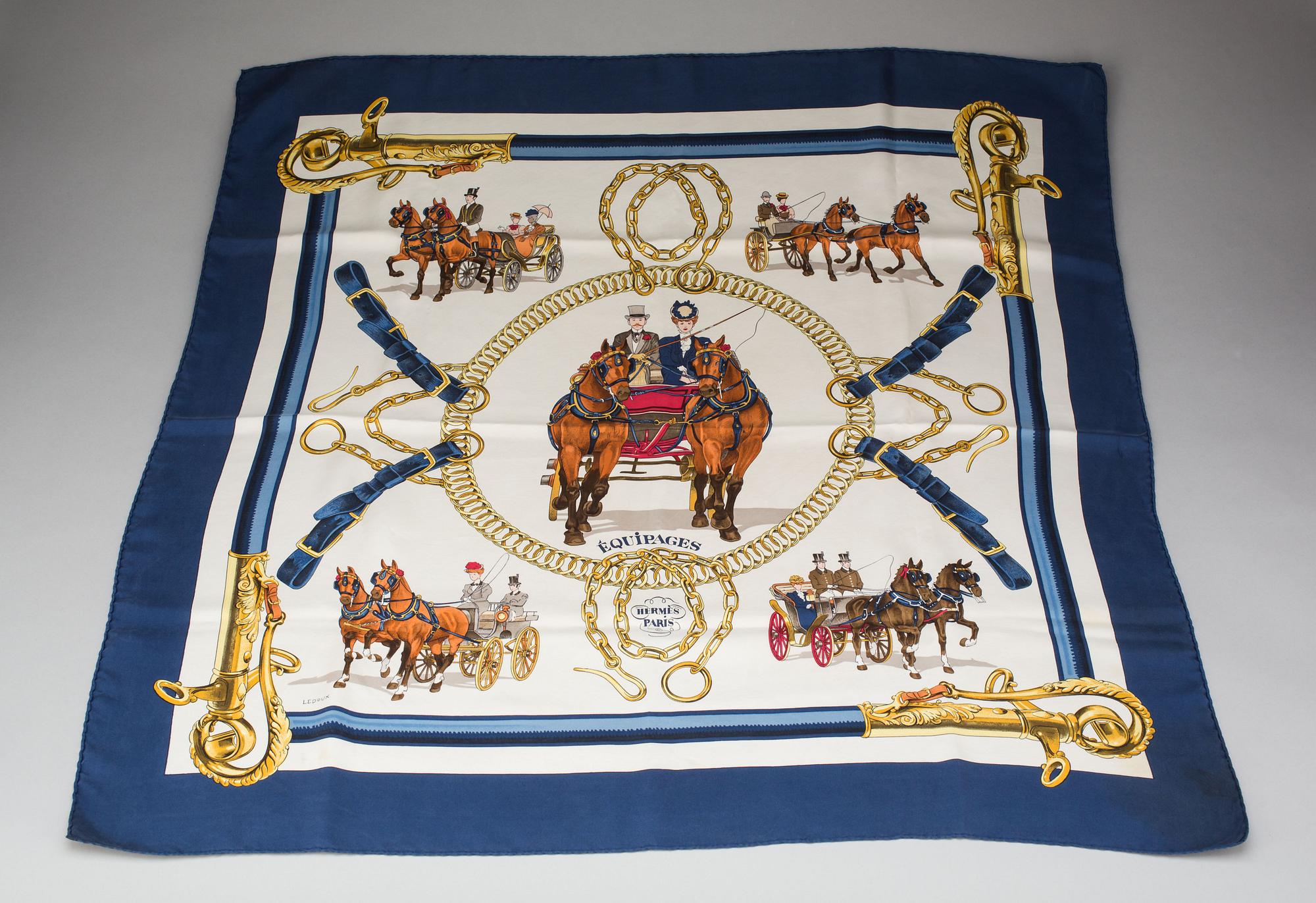 HERMÈS, scarf, "Équipages", design Philippe Ledoux.