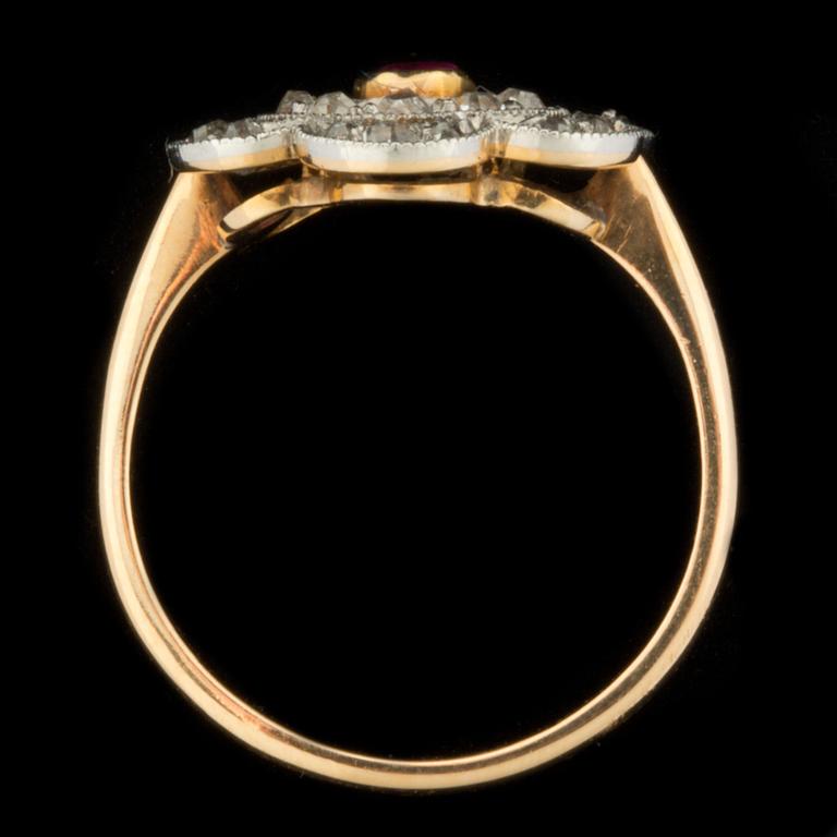 A ruby and rose-cut diamond ring. Made in Stockholm 1933.
