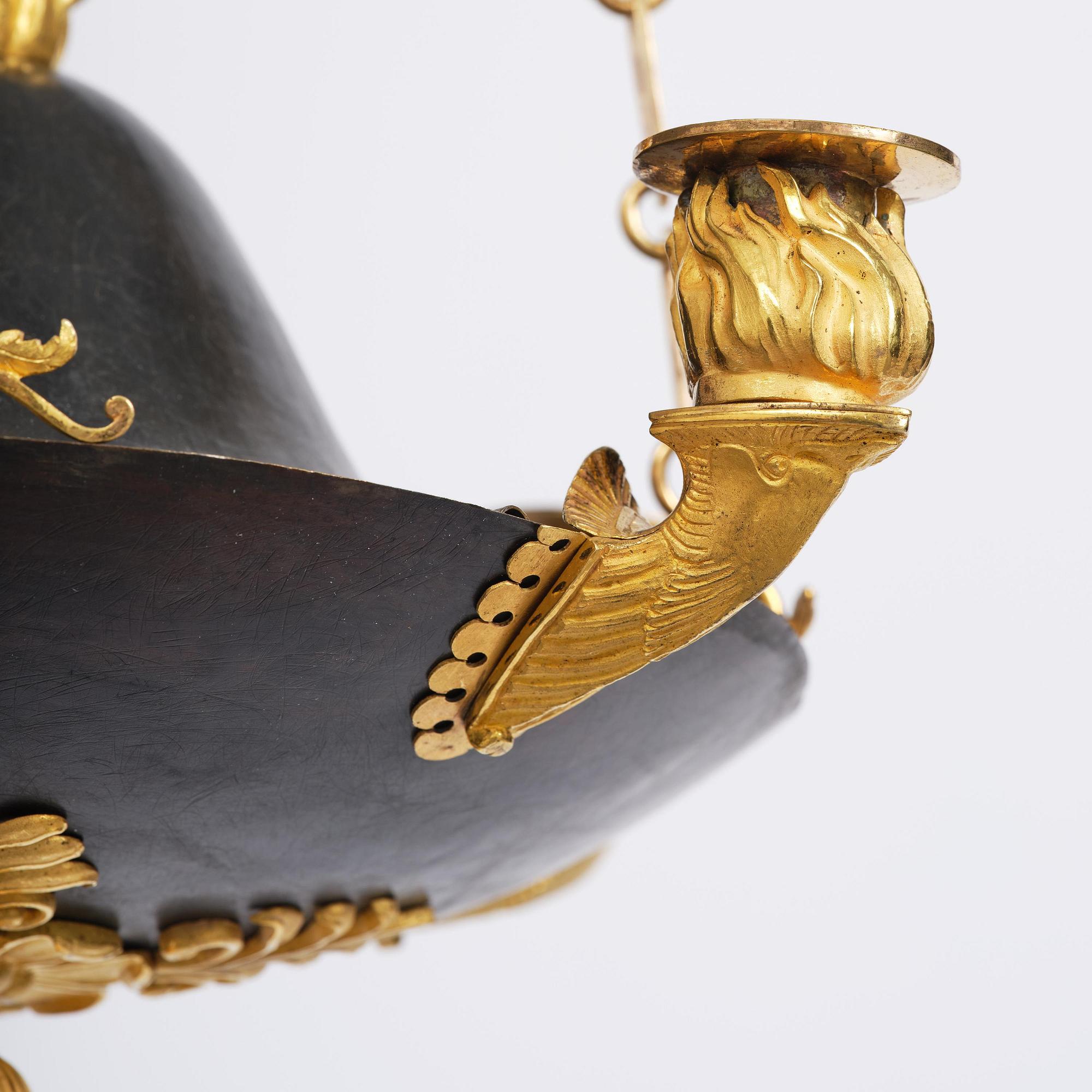 A Swedish Empire four-light hanging-lamp, first part of the 19th century.