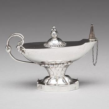 Georg Jensen, bordständare / oljelampa, Köpenhamn 1918, design nr 12, 830/1000.