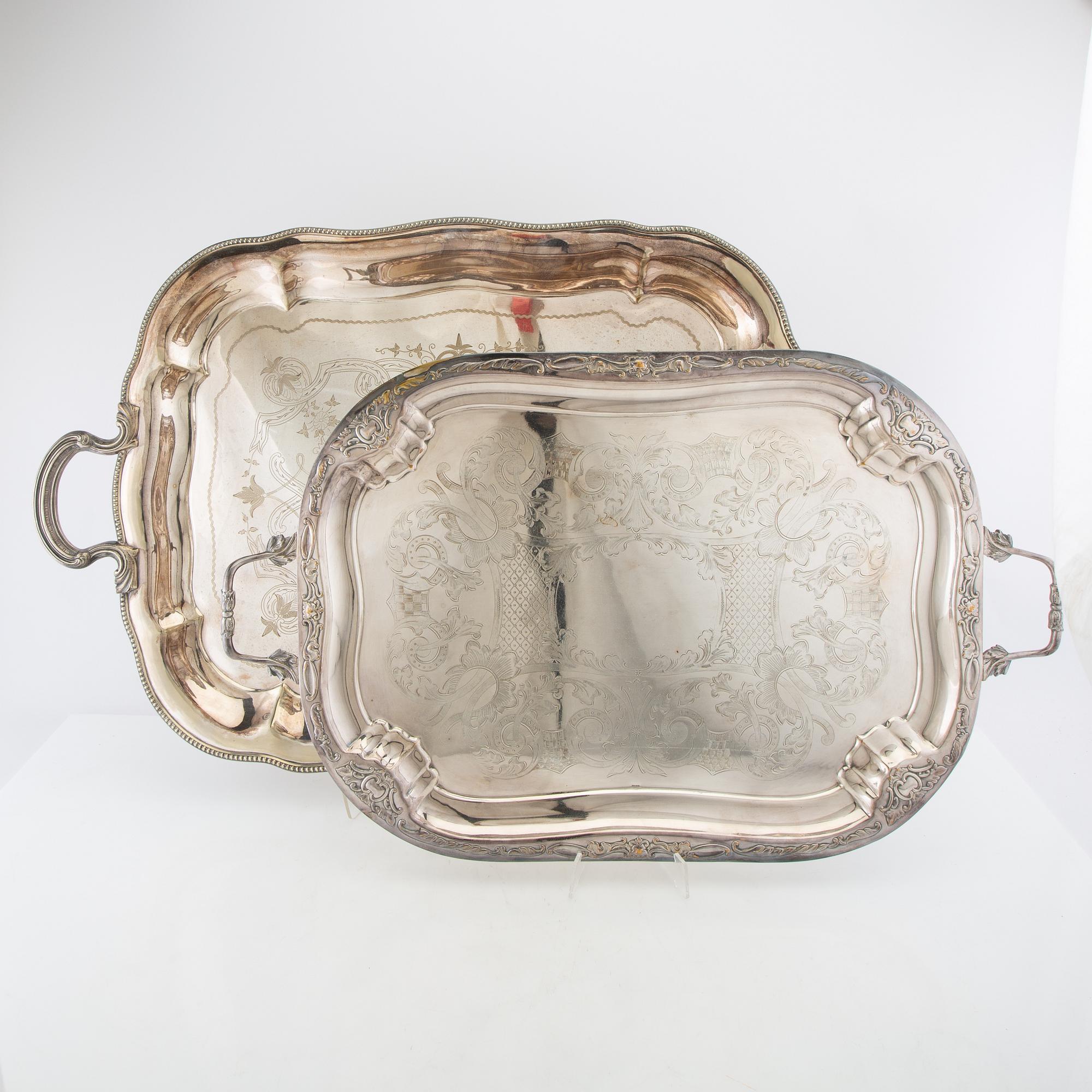 Trays 2 pcs of nickel silver, first half of the 20th century.