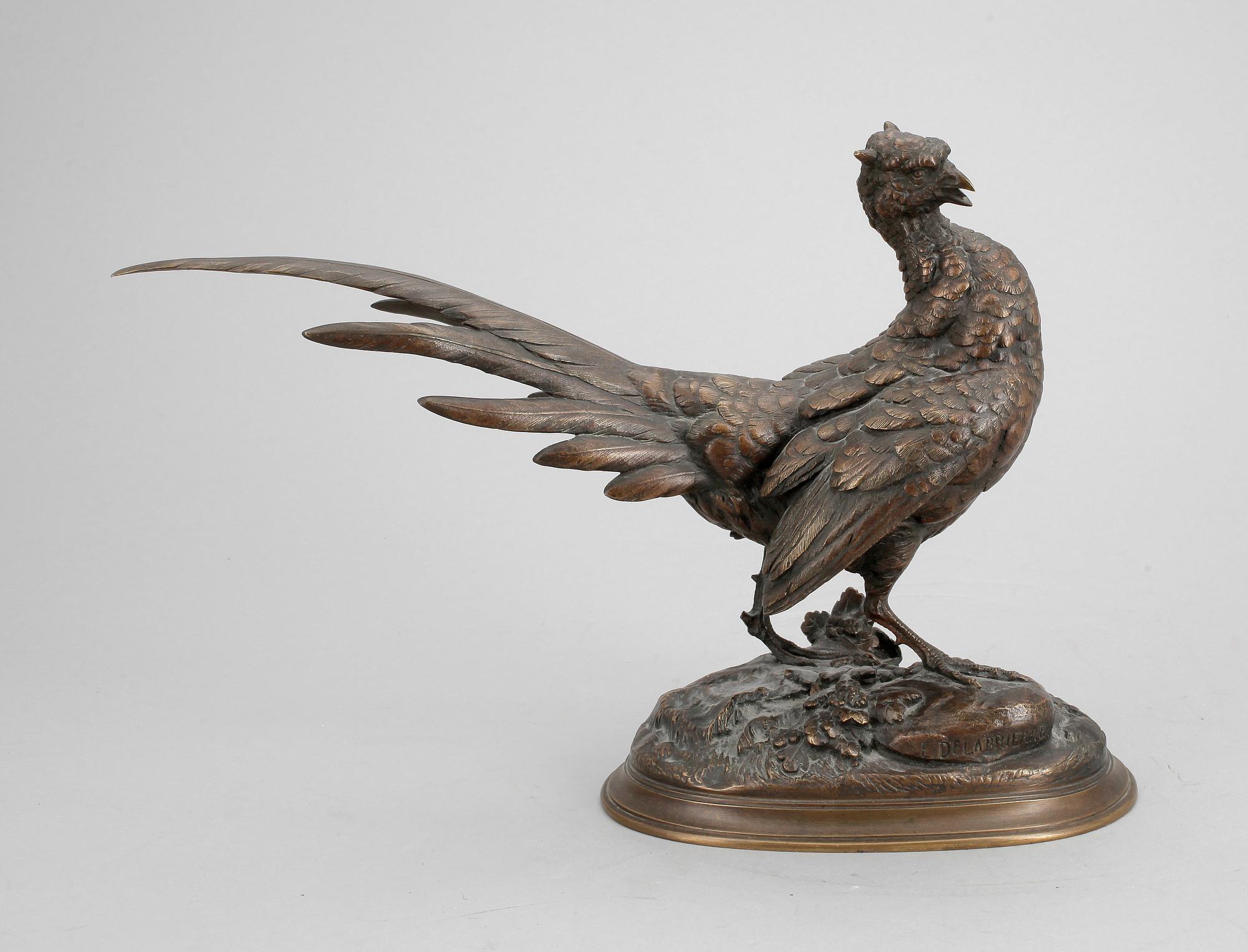 OKÄND KONSTNÄR, skulptur, brons, sign E. de la Brierre i godset. Troligen tidigt 1900-tal.