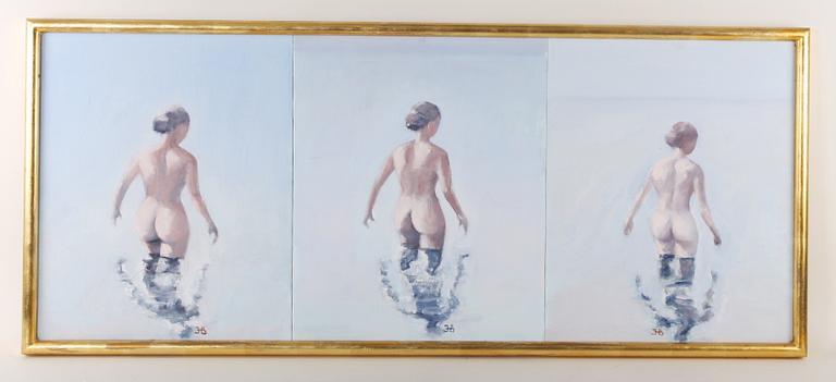 HENRIK BAGER, triptyk, olja på duk, sign.