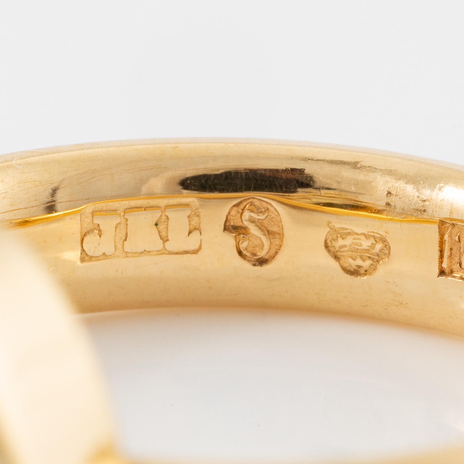 Jan-Christer Lundqvist, ring, 18K gold with yellow zoisite and green stones, Skövde 1999.